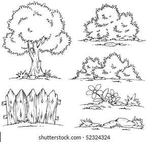 Cartoon Landscape Clipart - Coloring