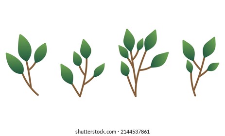 cartoon landscape green leaves and branches .isolated on white background ,Vector illustration EPS 10