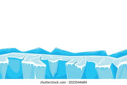 Cartoon landscape ground with ice surface for game user interface vector illustration
