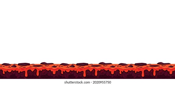 Cartoon landscape with molten magma for game user interface vector illustration