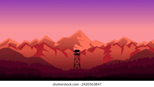 cartoon landscape mountains vector background