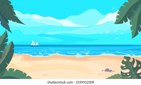 Cartoon landscape tropical beach