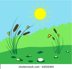 Cartoon landscape (vector version eps 8). Raster version is also available.