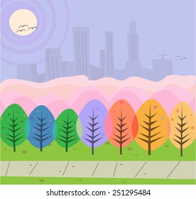 Cartoon landscape/illustration of an cartoon landscape, editable  Eps 10 file