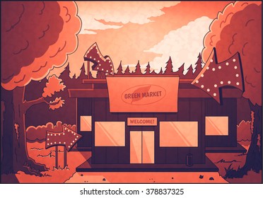 Cartoon landscape.shop market