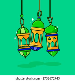 cartoon lantern illustration in flat cute style