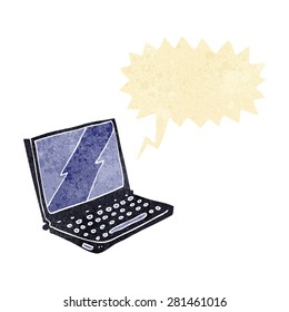 cartoon laptop computer with speech bubble