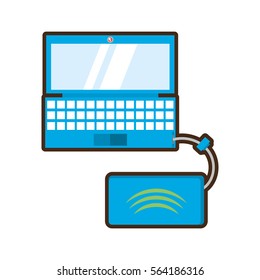 cartoon laptop device technology digital router vector illustration eps 10