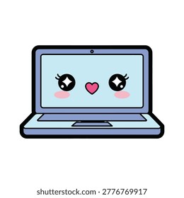 Cartoon laptop with happy face expression