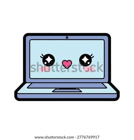 Cartoon laptop with happy face expression