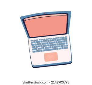 Cartoon laptop isolation, Remote work and self-employed. Flat Vector illustration