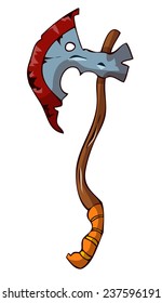 Cartoon Large Battle Axe, Vector Illustration isolated on White Background, Outlines and Color available on separate Layers.