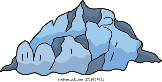 Caricatura de un Grande iceberg azul.