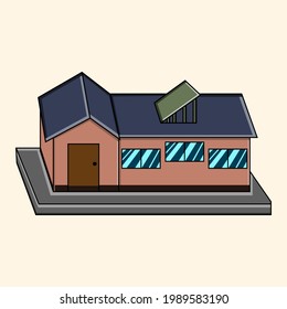 Cartoon of a large house with several colorful rooms