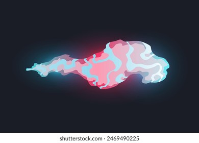 Cartoon laser gun beam. Alien combat weapon rays. Futuristic shot effect. Destructive plasma flow. Bomb blaster attack explosion. Vector game element