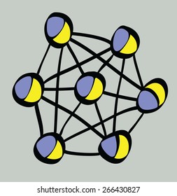 cartoon lattice atomic physics,  vector icon
