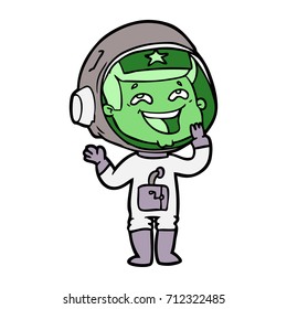 cartoon laughing astronaut