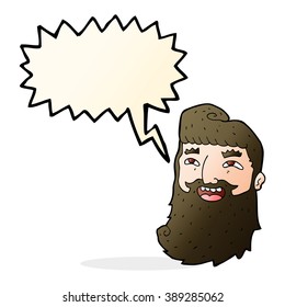 cartoon laughing bearded man with speech bubble