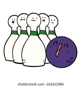 cartoon laughing bowling ball and pins