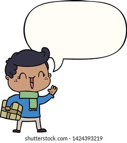 cartoon laughing boy with speech bubble