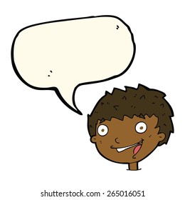 Cartoon-Lachen-Junge mit Sprachblase