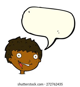 cartoon laughing boy with speech bubble