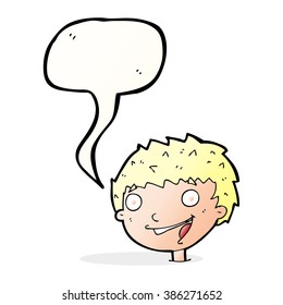 caricatura riéndose de niño con burbuja de habla