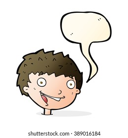 Cartoon-Lachen-Junge mit Sprachblase