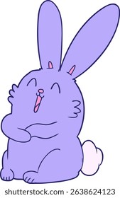 cartoon laughing bunny rabbit in bright neon colors