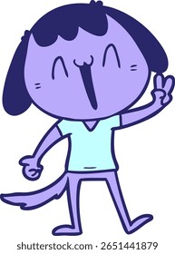 desenhos animados rindo cão em cor neon brilhante