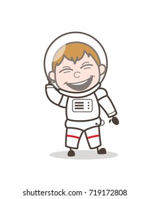 Cartoon Laughing Expression of Funny Spaceman Vector Illustration