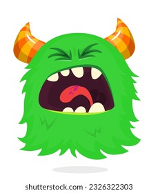 Cartoon laughing green monster. Halloween vector illustration isolated. Great for package or party decoration