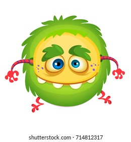Cartoon  laughing green monster. Vector illustration of green  monster isolated. Halloween design