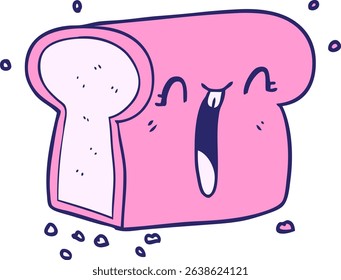 cartoon laughing loaf of bread in bright neon colors