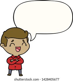 cartoon laughing man with speech bubble