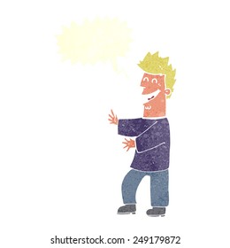 cartoon laughing man with speech bubble