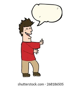 caricatura riéndose de un hombre con burbuja de habla