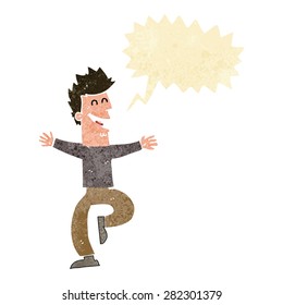 cartoon laughing man with speech bubble