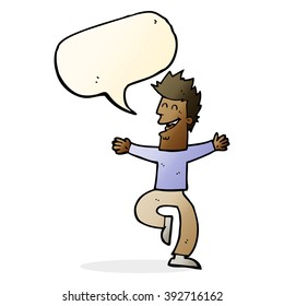 cartoon laughing man with speech bubble