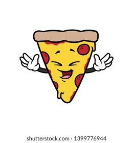 Cartoon Laughing Pizza Character Vector