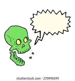 cartoon laughing skull with speech bubble