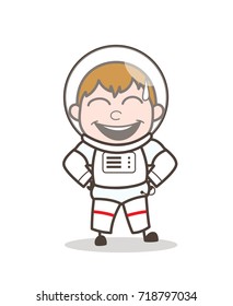 Cartoon Laughing Space-Traveler Vector Illustration