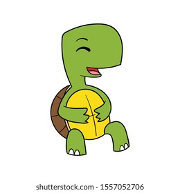 Cartoon Laughing Tortoise Character Illustration