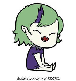 cartoon laughing vampire girl sitting