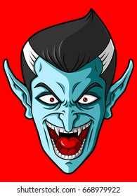 Cartoon Laughing Vampire Head