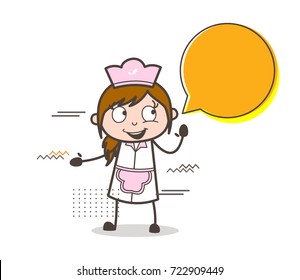 Cartoon Laughing Waitress with Chat Bubble Vector