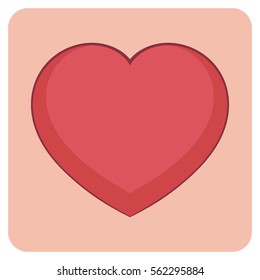 Cartoon layered vector illustration - bright colored love heart. Comic style with contour. Graphic element for your stickers, cards, posters, emblems, web design, and fabric.