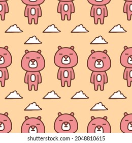Cartoon lazy bear with cloud illustration. Vector graphics for t-shirt prints, background seamless pattern and other uses.