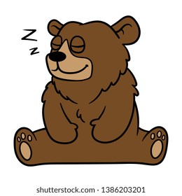 Cartoon Lazy Grizzly Bear Sleeping Stock Vector (Royalty Free) 1386203201