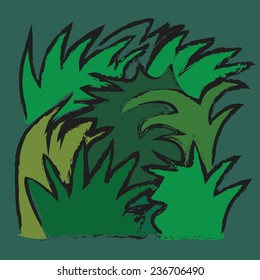 cartoon leaf green grunge background, vector